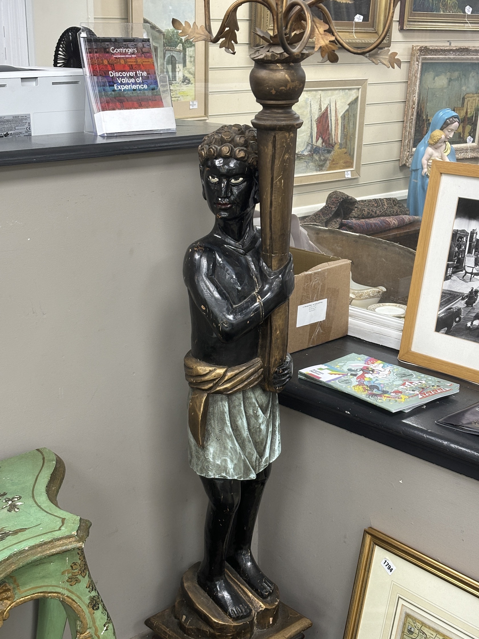A pair of Blackamoor floor lamps, height 195cm